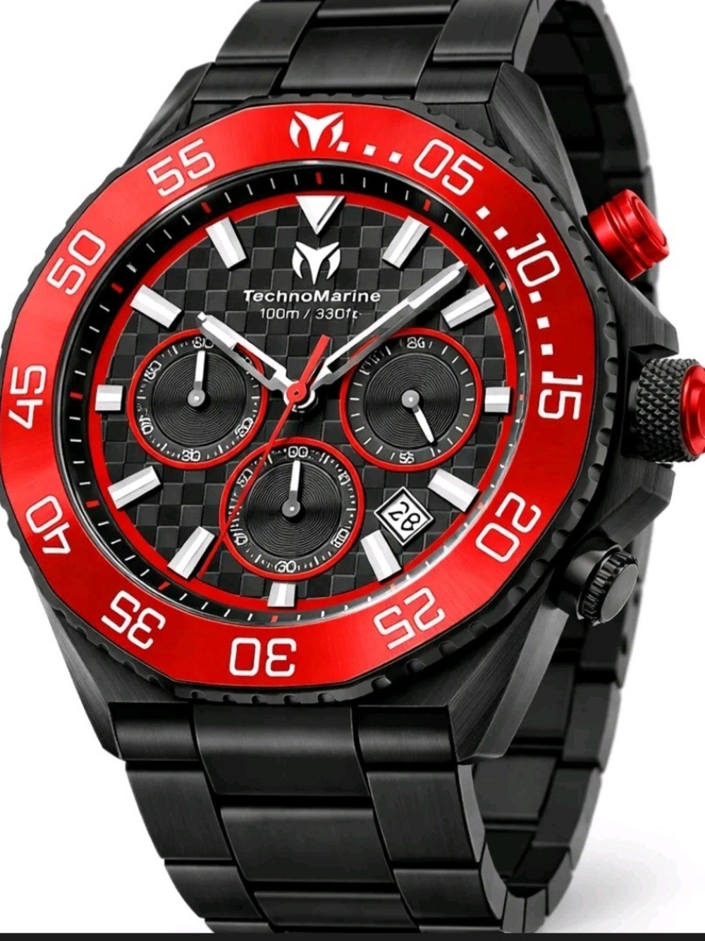 Technomarine Black and Red Sport Chronograph Watch